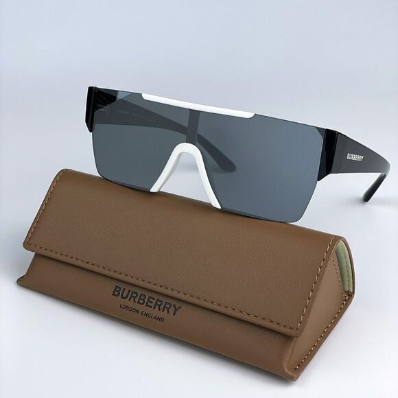 NEW Burberry BE4291 40496G White Grey Mirror Black Shield Unisex